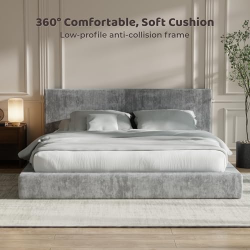 RECCI AirFrame King Size Upholstered Bed Frame with Plush Padded Headboard