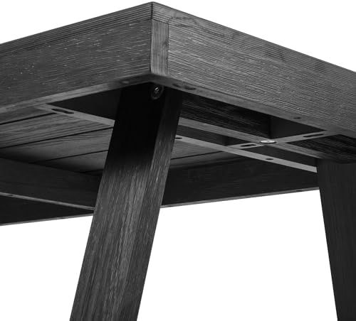 Plank+Beam Classic 48 Inch Dining Table, Rectangular, Black Wirebrush