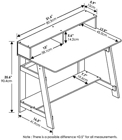 Furinno Simplistic a Frame Computer Desk, Espresso
