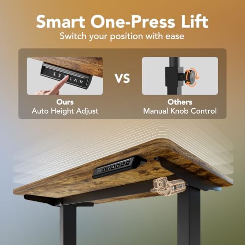 HUANUO 71x30 Inch Electric Standing Desk, Height Adjustable, Rustic Brown
