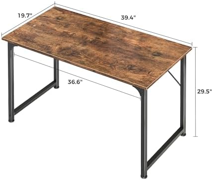 Huuger Computer Desk, 40 Inch Office Desk, Gaming Desk with Storage, Writing Desk Work Desk for Home Office, Study, Modern Simple Desk, Large Legroom, Metal Frame, Rustic Brown