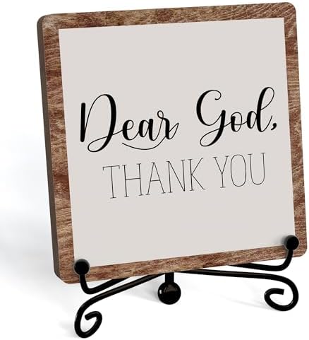 Modern Farmhouse Decor, Home Decor For Living Room, Boho Chic Aesthetic Shelf Decorations, Christian Rutsic Dear God Sign, Farm House Entryway Tv Stand Fireplace Coffee Table Decoration (06)