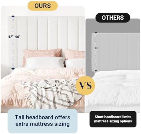 Allewie Queen Size Storage Bed Frame, Vertical Channel Tufted Adjustable Headboard, Velvet Upholstered Platform Bed with 4 Oversized Underbed Drawers, Wooden Slats Support, No Box Spring Needed, White