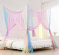 Mengersi Rainbow Canopy Bed Curtaina Mosquito Net for Bed Canopy, Four Corner Post Curtains Elegant Bed Netting, Screen Netting Canopy Curtains for Full to King Size Bed