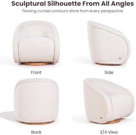 COLAMY Swivel Accent Chair, 33.5" H Modern Barrel Armchair with 5.1" Thick Cushion, Fully Assembled 360 Concealed Swivel Club Chair for Living Room, Bedroom Reading Nook & Nursery, Cream