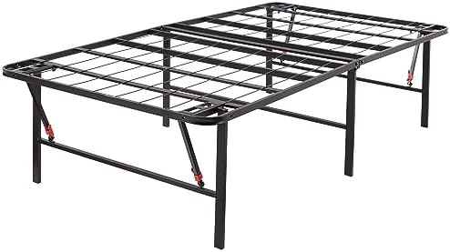 Amazon Basics Foldable Metal Platform Bed Frame, Noise-Free Mattress Foundation with Tool-Free Assembly, 18 Inches High, Sturdy Steel Frame, No Box Spring Needed, Twin Size, Black