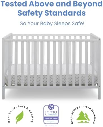 Delta Children Heartland 4-in-1 Convertible Crib & Mattress, Bianca White