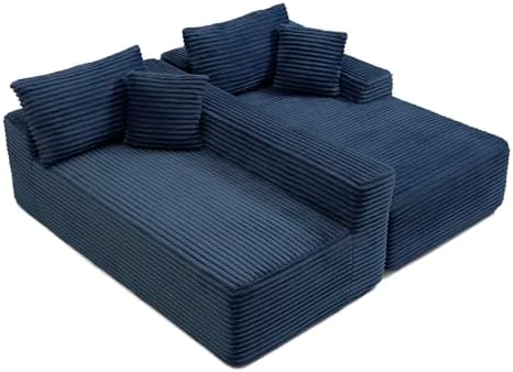 105-Inch L-Shaped Right Facing Corner Compressed Sofa Modular Sectional Boneless Cloud Sofa Floor Foam Couch with Chaise Lounge, Corduroy Corner Boneless Cloud Couch