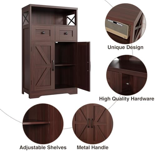 Farmhouse Storage Cabinet Set of 2, Small Kitchen Pantry Coffee Bar Cabinet