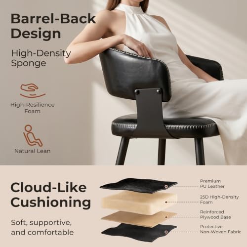 Dining Chairs Set of 2, Modern Faux Leather Kitchen Chairs