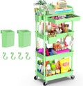 Goovilla 4 Tier Rolling Utility Cart Organizer with Removable Drawer, Green