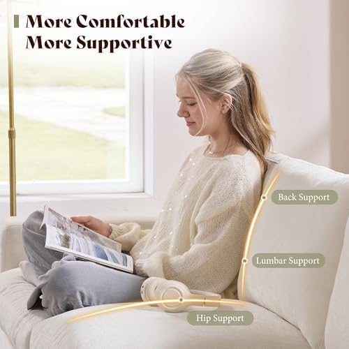 AMERLIFE 3 Seater Sofa, Deep Seat Couch with Metal Support, Chenille Cream