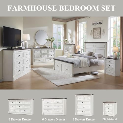 Aitjunz Farmhouse 47'' Wide 6 Drawer Dressers for Bedroom, Antique White