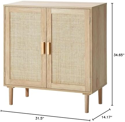 VEVOR Sideboard Cabinet, Buffet Cabinet with 2 Magnetic Doors and Adjustable Shelves, Sideboard Buffet for Hallway, Entryway, Living Room, or Kitchen, Natural