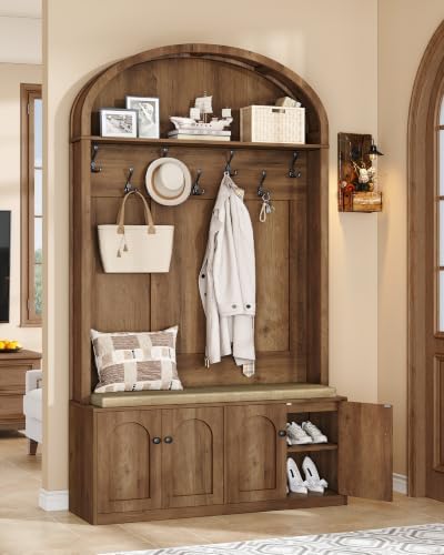 Hzuaneri Hall Tree with Bench & Entryway Coat Rack with Shoe Storage