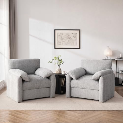 Howjoe Accent Chair for Living Room, Oversized Reading Armchair, LightGray