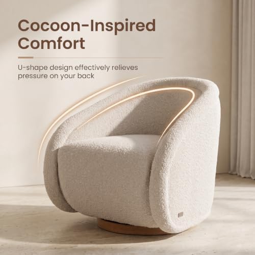 COLAMY Swivel Accent Chair, 33.5" H Modern Barrel Armchair with 5.1" Thick Cushion, Fully Assembled 360 Concealed Swivel Club Chair for Living Room, Bedroom Reading Nook & Nursery, Light Grey