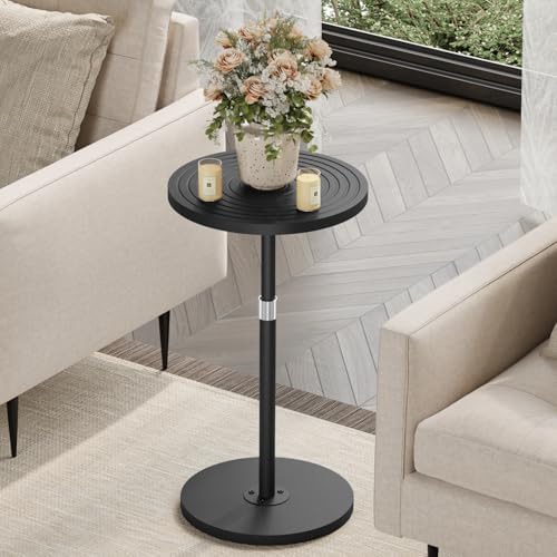 Asgolion Small Round Side Table, Adjustable-Height Drink Table