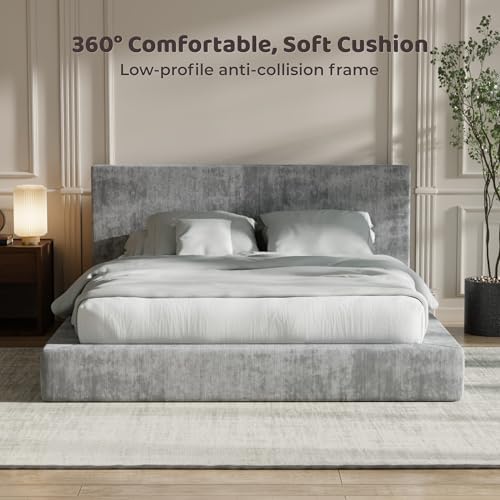 RECCI AirFrame Queen Upholstered Bed Frame with Plush Padded Headboard