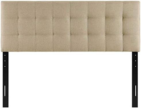 Modway Lily Tufted Linen Fabric Upholstered King Headboard in Beige