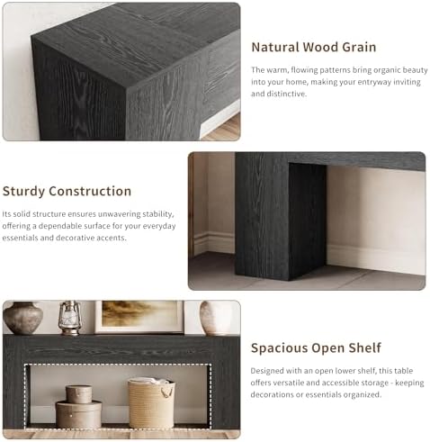 Epecoya Black Entryway Table for Living Room, 86 Inch Console Table
