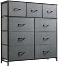 WLIVE Tall Dresser for Bedroom, 9 Drawer Chest of Drawers, Dark Grey