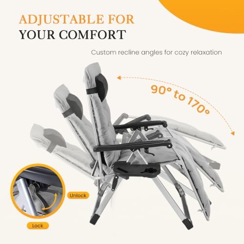 NEWBULIG Zero Gravity Chairs Set of 2 with Cup Holder Trays