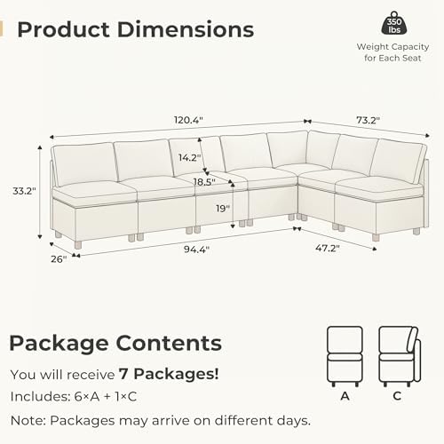 SITJOY Breakfast Nook Bench with Storage, Beige, 7 Seat (1 Corner)
