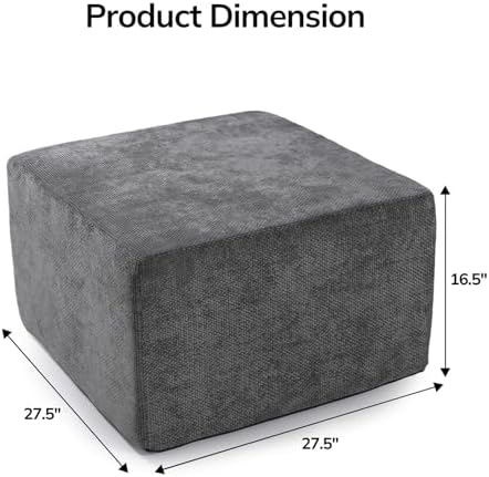 MONVANE 27.5" Square Ottoman, Modular Foot Rest, Grey