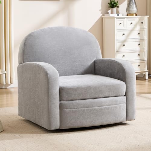 CANMOV 360° Swivel Accent Chair, Modern Single Swivel Armchair, Light Grey