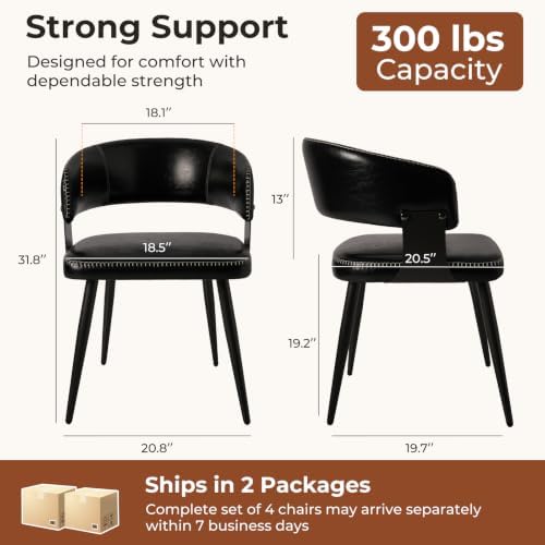 Dining Chairs Set of 4, Modern Faux Leather Kitchen Chairs