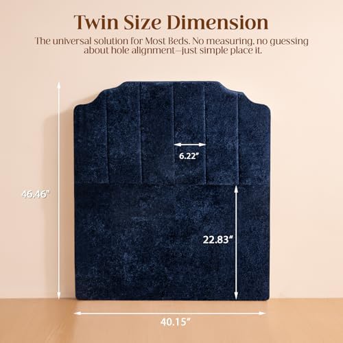 Twin Headboard, Blue Upholstered Headboard for Bed, No Assembly