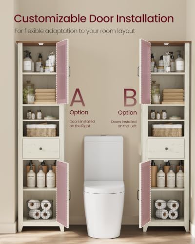 VASAGLE Tall Bathroom Cabinet, Narrow Space Saver, 15.7 x 12.4 x 67.3 inch