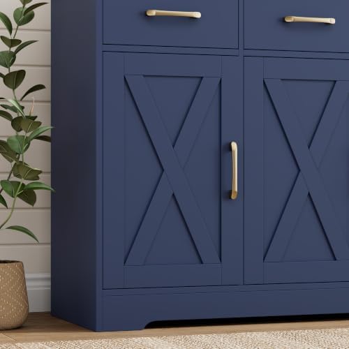 HOSTACK Kitchen Buffet Cabinet with Storage, Sideboard Coffee Bar, Blue
