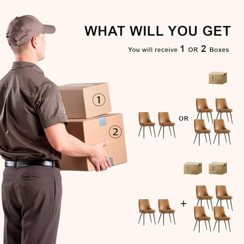 kinmars Kitchen & Dining Leather Dining Chairs Set of 6, Brown