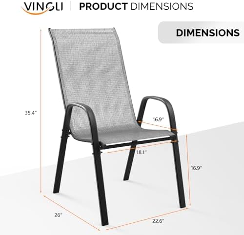 VINGLI Patio Chairs Set of 4, Silver Gray