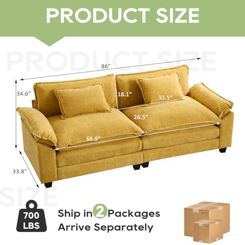 Oprisen 86" Modular Sectional Sofa, Comfy Loveseat Deep Cloud Couch