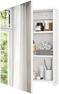 CHOEZON Bathroom Medicine Mirror Cabinet, 21.7'' x 27.6'', Wall-Mounted Bathroom Vanity with Mirror, Bathroom Medicine Cabinet with Storage Function, Hanging Storage Cabinet, Adjustable Shelves, White
