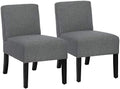 BestMassage Dining Chairs Accent Chair Armless Chair with Solid Wood Legs Home Furniture for Set of 2 Urban Style Modern Elegant Design Fabric Living Room Chairs,Grey