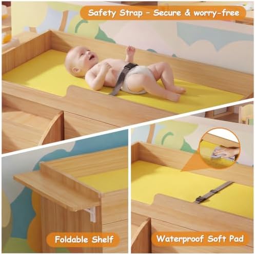 Changing Table with Stairs, Montessori Diaper Station for Daycare & Home (Left Stairs)