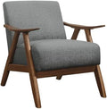 Lexicon Mid Century Modern Accent Chair with Walnut Wood Frame, Gray