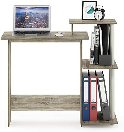 Furinno EFFICIENT Desk, 28.6" Wide Gaming Desk with 3 Open Side Shelves, Laptop Notebook Computer Desk, Office Desk for Home Office, Study Room, Dorm, Bedroom, Sonoma Oak