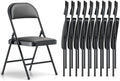 Folding Chairs 10 Pack, PU Leather Padded Folding Chairs for Outside and Indoor, Heavy Duty Portable Foldable Metal Commercial Seat for Home Office, Dorm, Party, Backyard, Lawn, Patio, Black