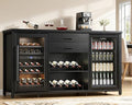 Leteuke Coffee Bar Cabinet with 2 Fridge Space, 70.8" Large Wine Cabinet
