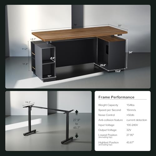 ModernMate 71" L Shaped Executive Standing Desk with 4 Drawers