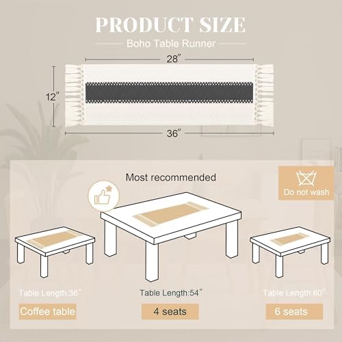 FEXIA Farmhouse Table Runner for Home Decor 12x36 Grey Fall Home Decor