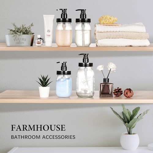 Amolliar Plastic Mason Jar Soap Dispenser with Pump Lid 16OZ, 3 Pack
