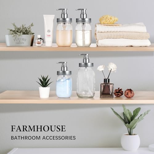 Amolliar Plastic Mason Jar Soap Dispenser with Pump Lid 16OZ - 2 Pack
