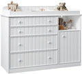 White Changing Table Dresser with 4 Drawers, Baby Nursery Diaper Table