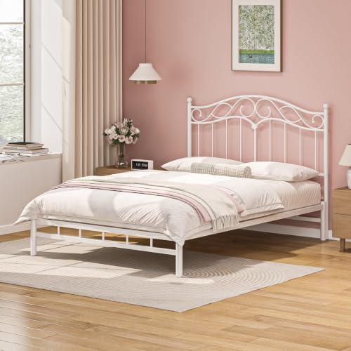 Queen Size Headboard Only, Vintage Metal Headboard for Queen Bed White